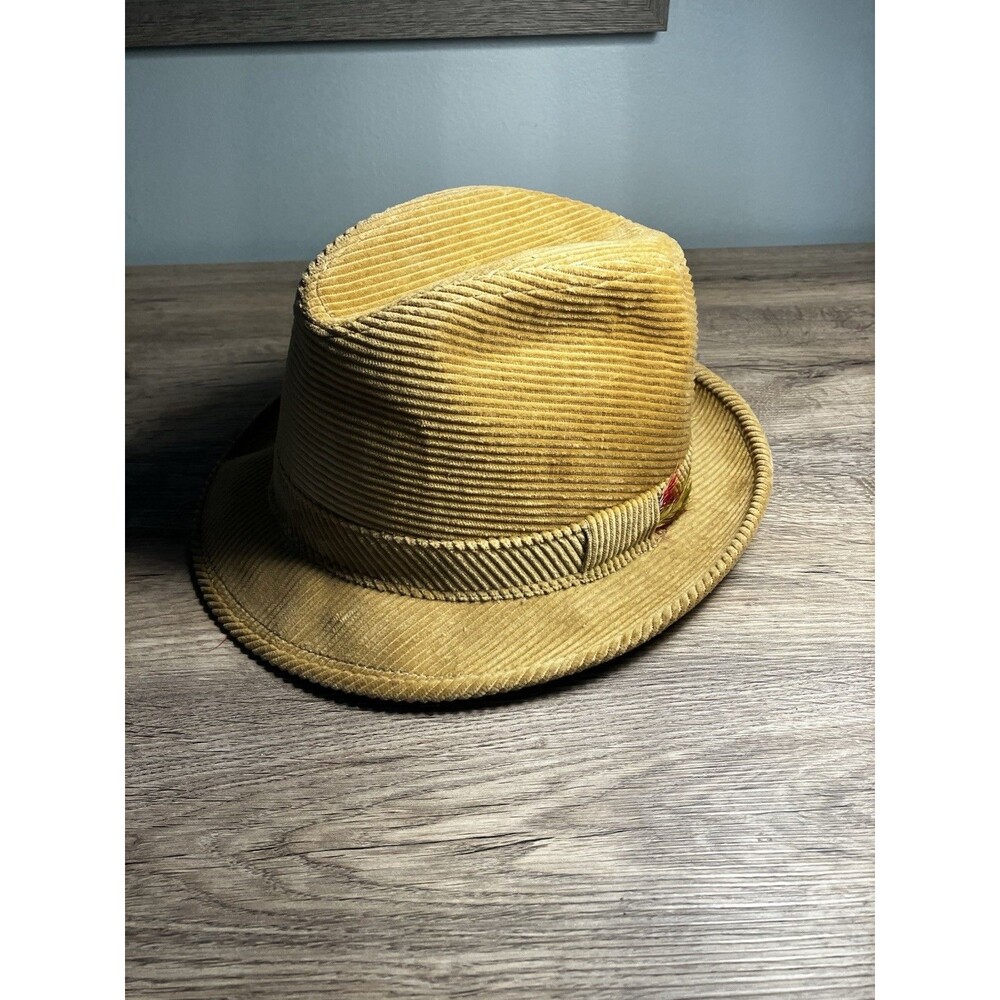 Adam Hats of fifth avenue Corduroy fedora with feather - Vintage